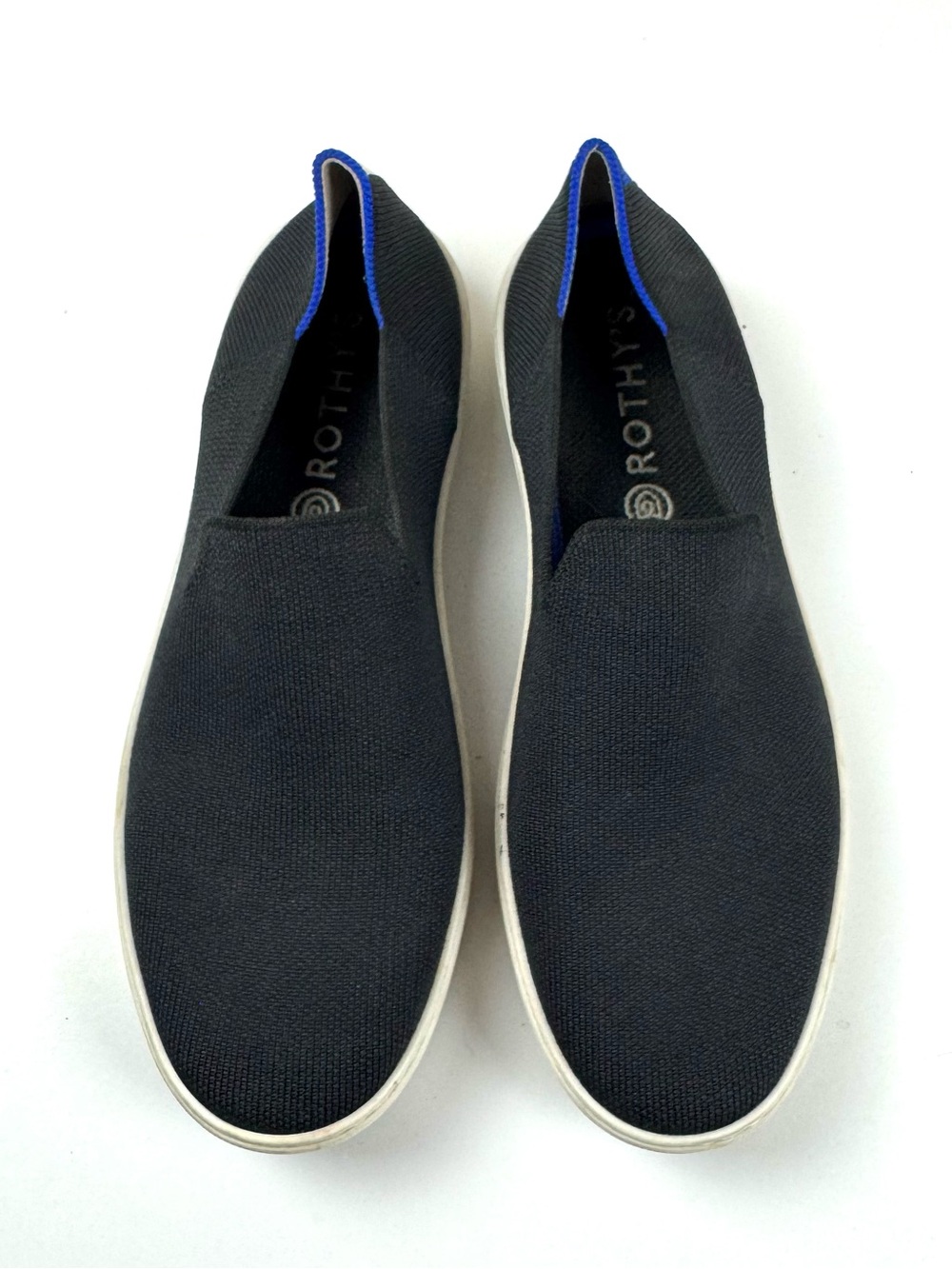 Rothy’s Classic Black Solid Slip On The Sneakers Knit Comfort Shoes Womens Sz 10